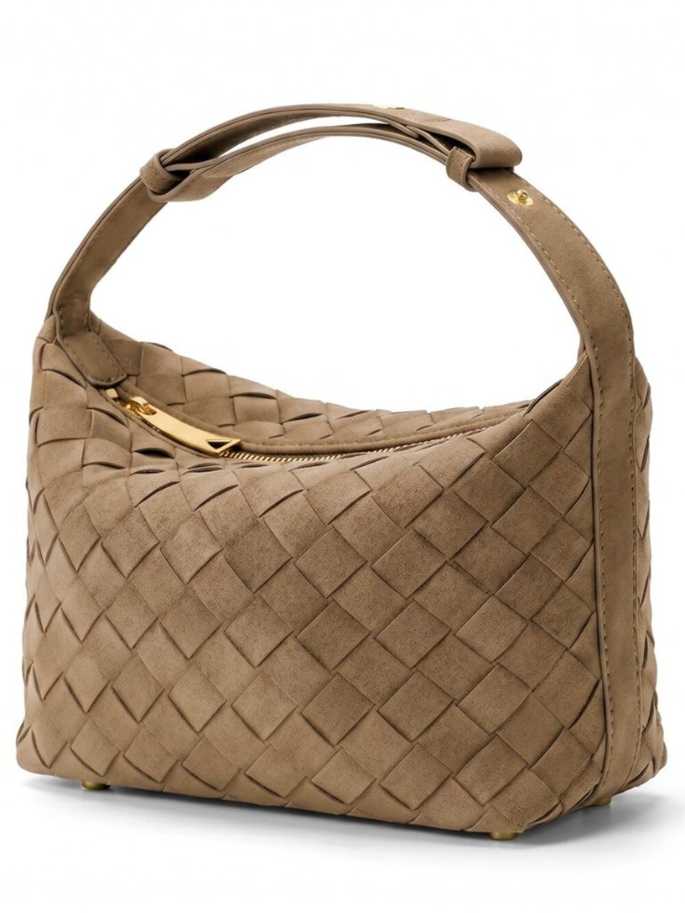 Woven Suede Shoulder Bag,Vegan Leather Hobo Handbag for Women